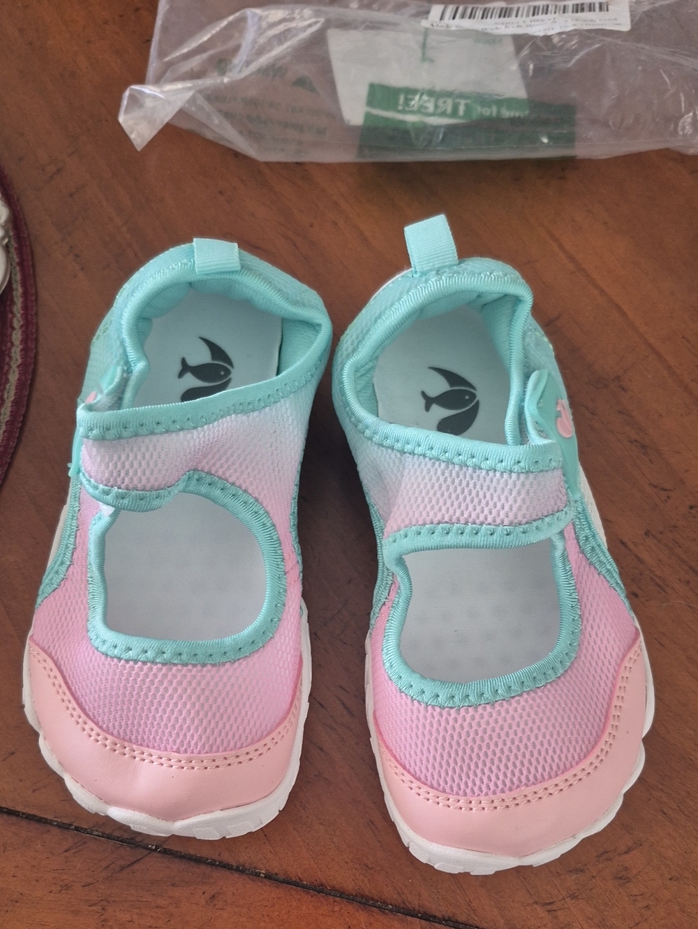 Kids Pink and Aqua Mary Jane Water Shoes
